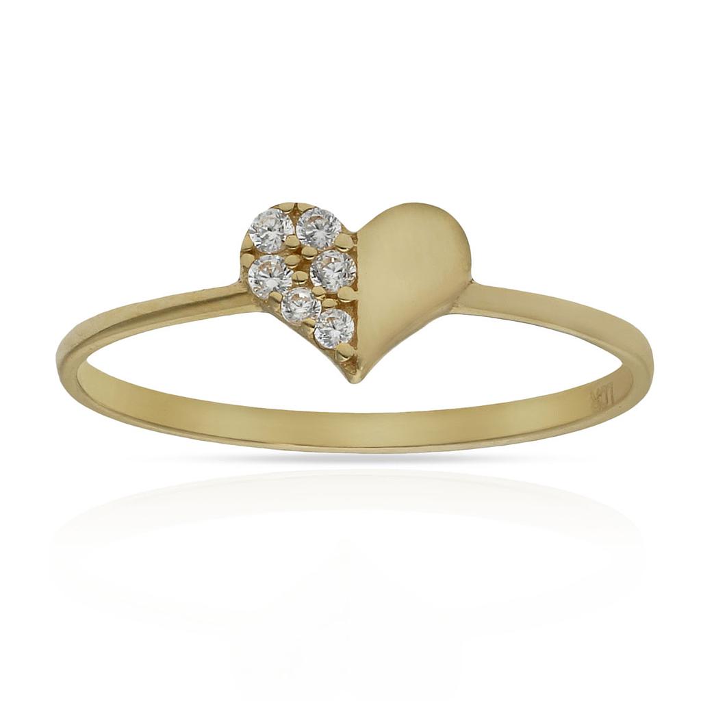 SORTIJA ORO 18KL CORAZON CIRCONITAS