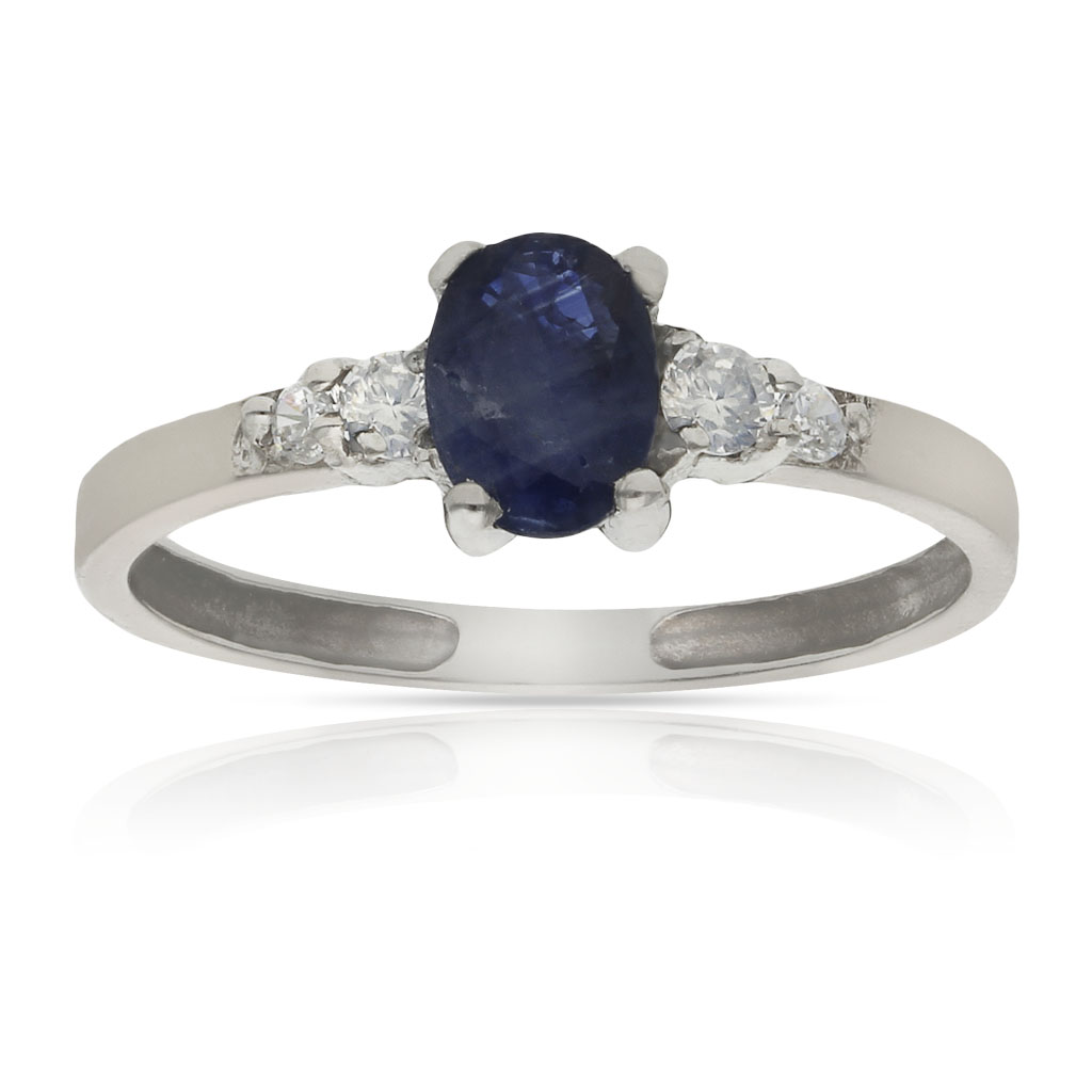 SORTIJA ORO BLANCO 18KL ZAFIRO FINO+CIRCONITAS