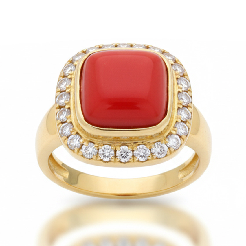 SORTIJA ORO 18KL CORAL FINO