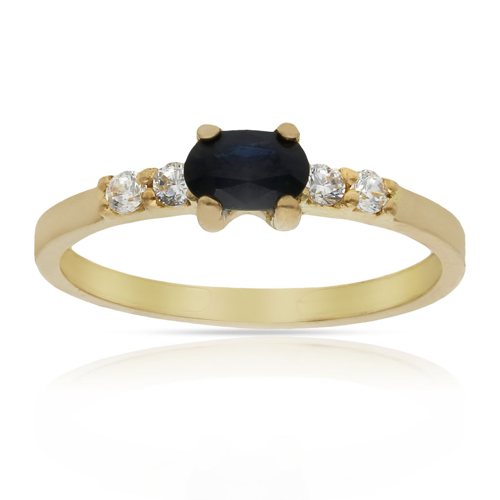 SORTIJA ORO 18KL ZAFIRO FINO + CIRCONITAS