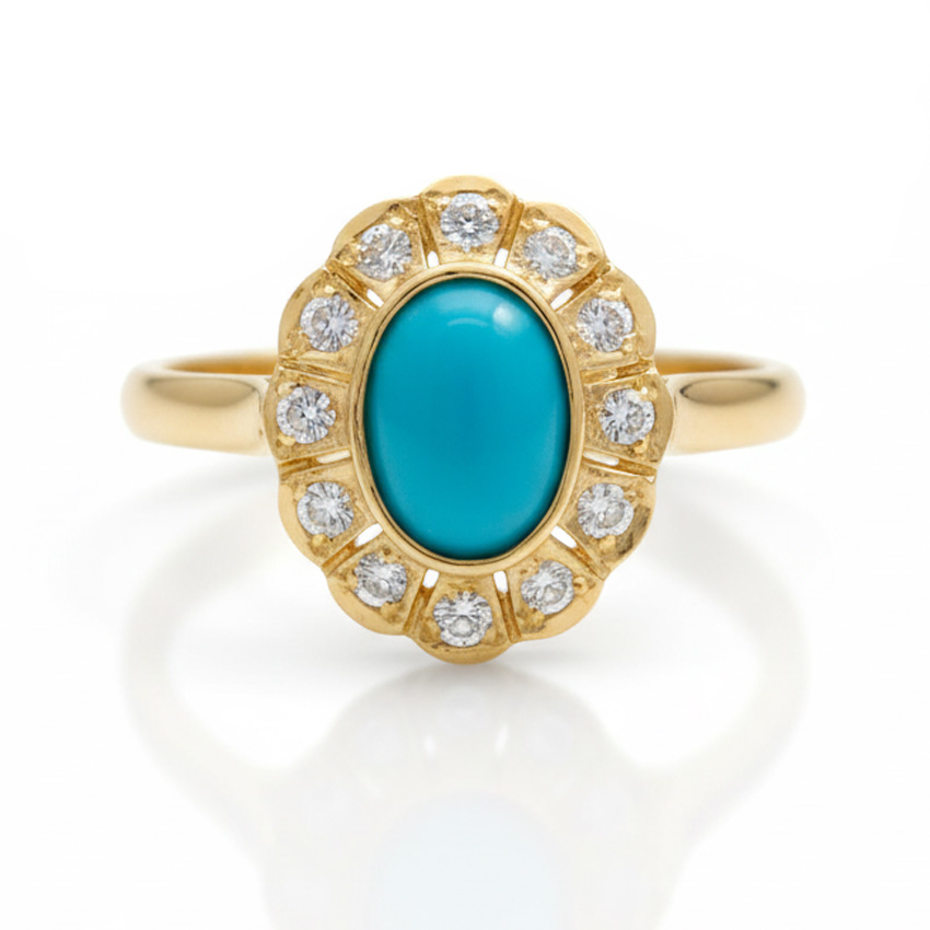 SORTIJA ORO 18KL TURQUESAS SINTETICAS