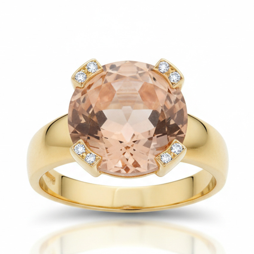 SORTIJA ORO 18KL CIRCONITAS + PIEDRA COLOR