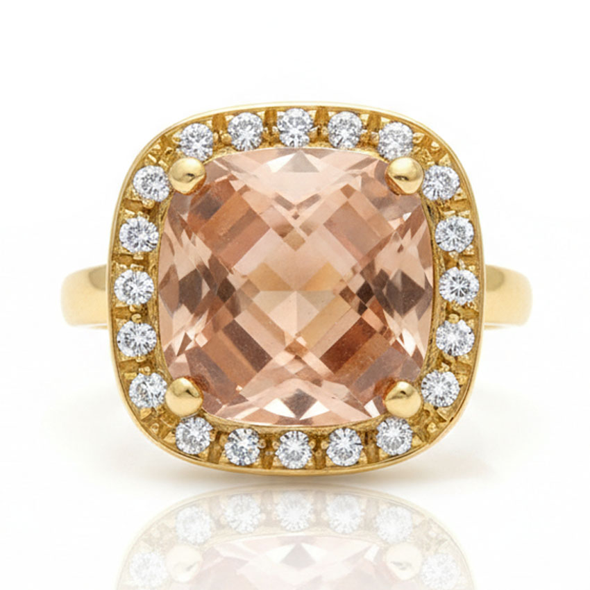 SORTIJA ORO 18KL CIRCONITAS + PIEDRA COLOR