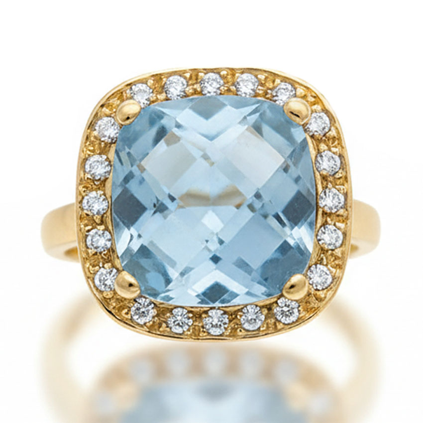 SORTIJA ORO 18KL CIRCONITAS + PIEDRA COLOR