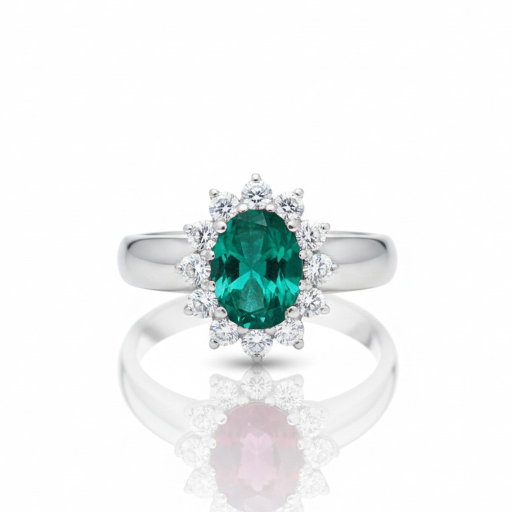 SORTIJA ORO 18KL BLANCO ESMERALDA