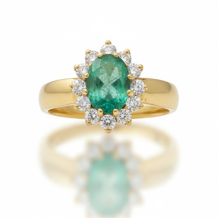 SORTIJA ORO 18KL ESMERALDA FINA