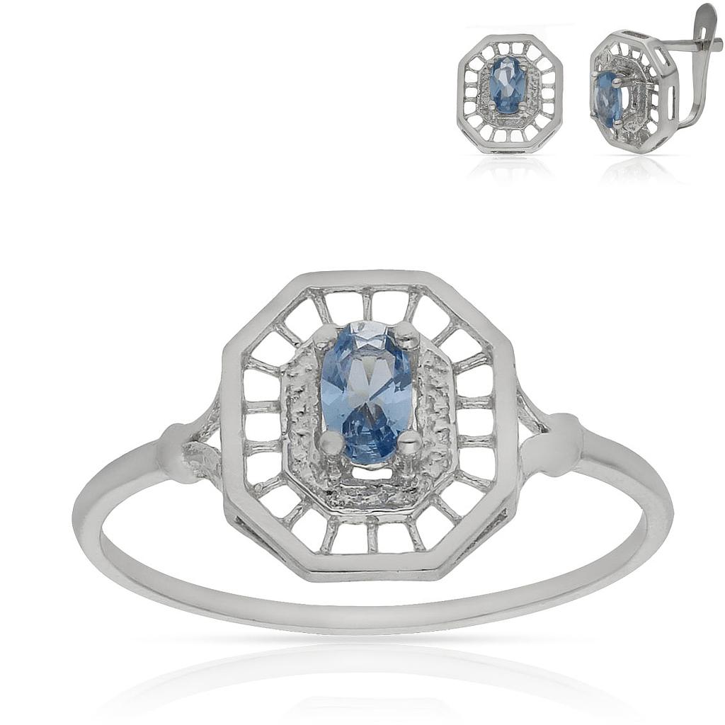 SORTIJA ORO BLANCO 18KL AZUL