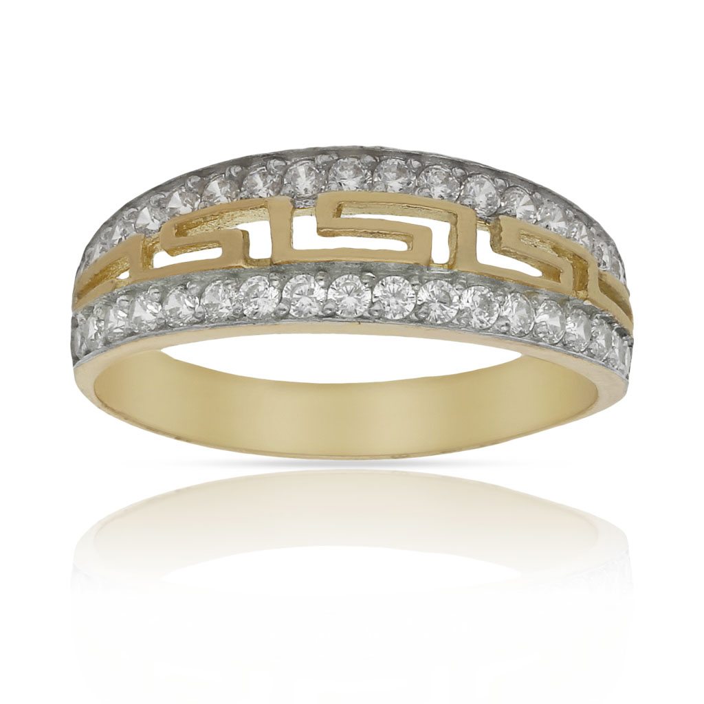 SORTIJA ORO 18KL GRECA CIRCONITAS