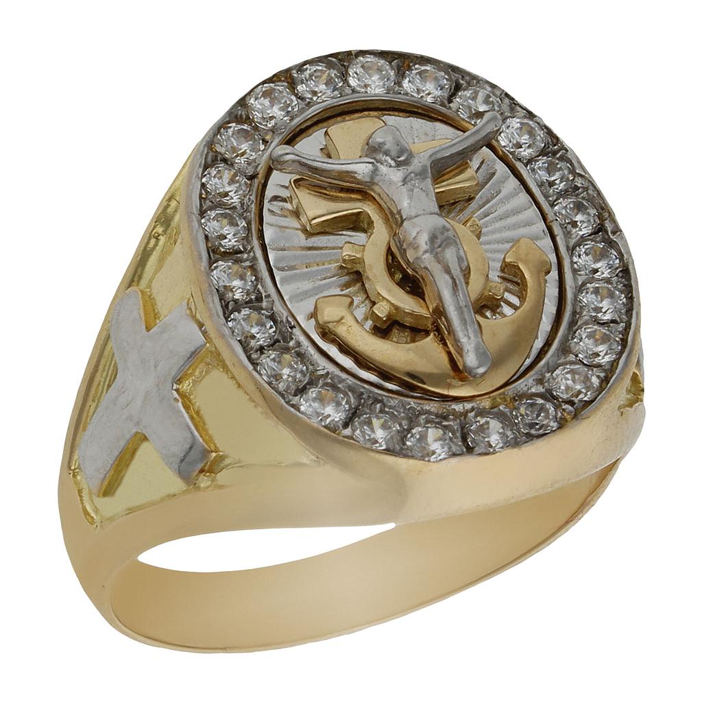 SELLO ORO 18KL CRISTO CIRCONITAS BICOLOR