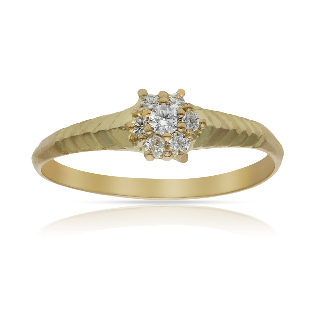 SORTIJA ORO 18KL ROSETON CIRCONITAS