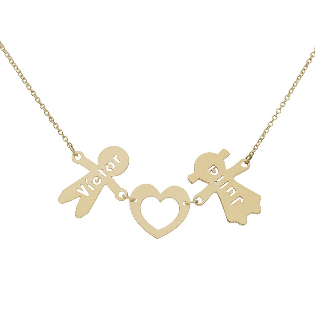GARGANTILLA ORO 18KL NIÑO + CORAZON + NIÑA NOMBRES