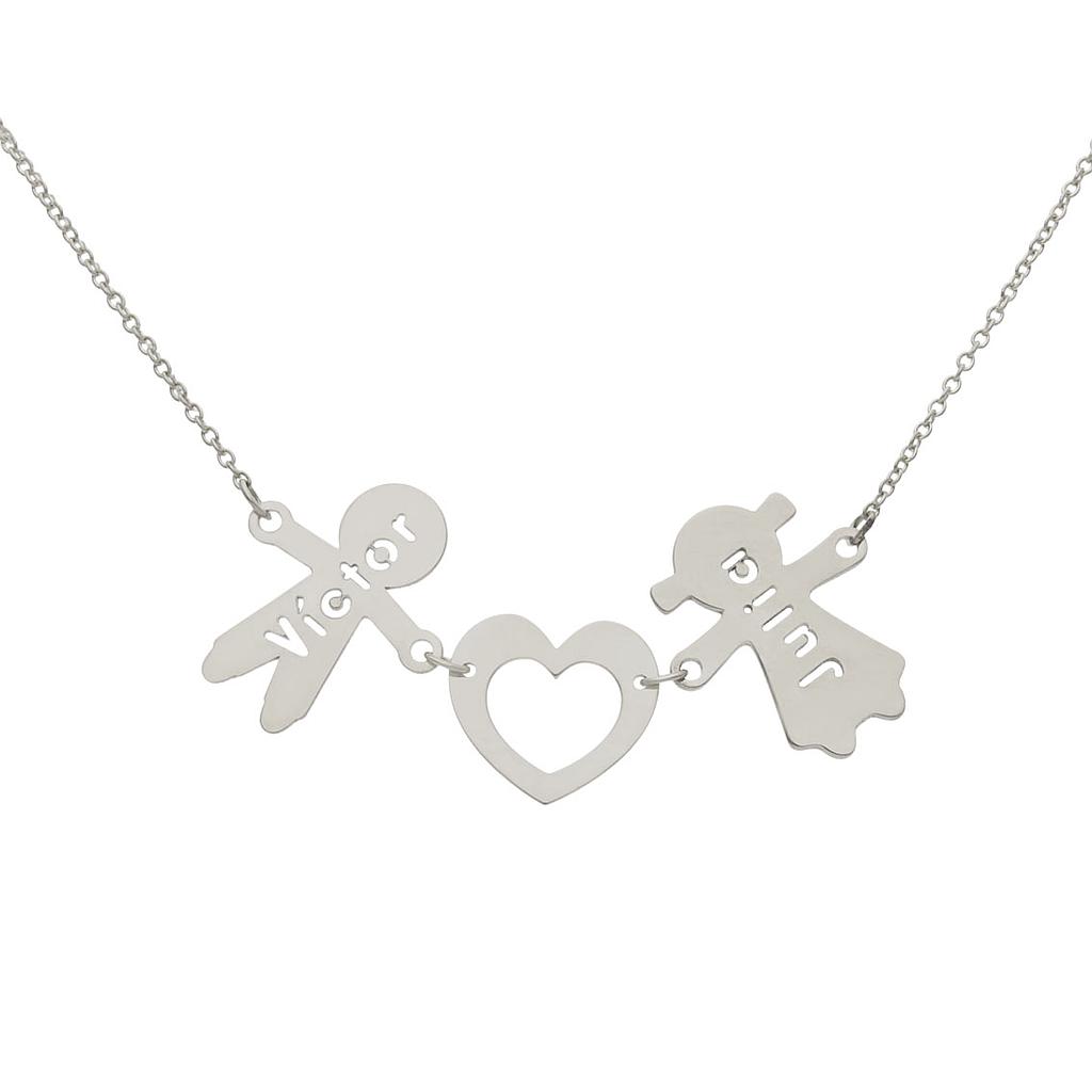 GARGANTILLA ORO 18KL NIÑO + CORAZON + NIÑA NOMBRES