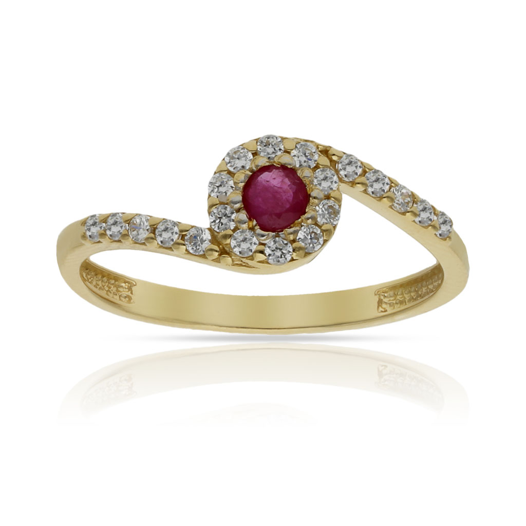 SORTIJA ORO 18KL RUBÍ FINO + CIRCONITAS