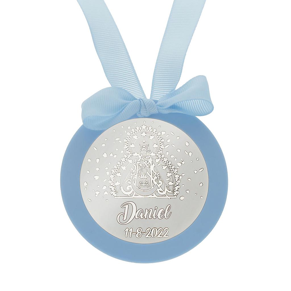 MEDALLA CUNA PLATA 925MM REDONDA VIRGEN DE LA CABEZA