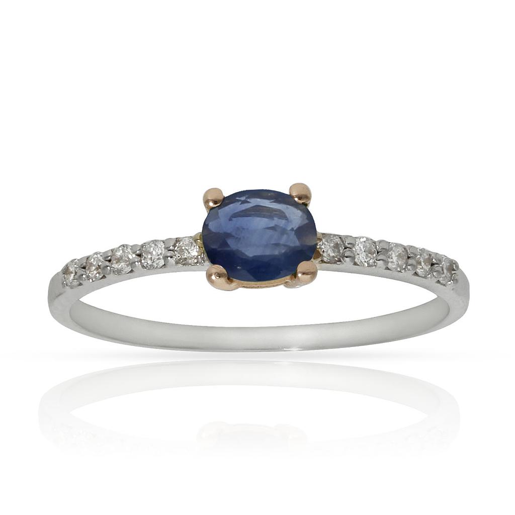 SORTIJA ORO BLANCO 18KL ZAFIRO + DIAMANTES