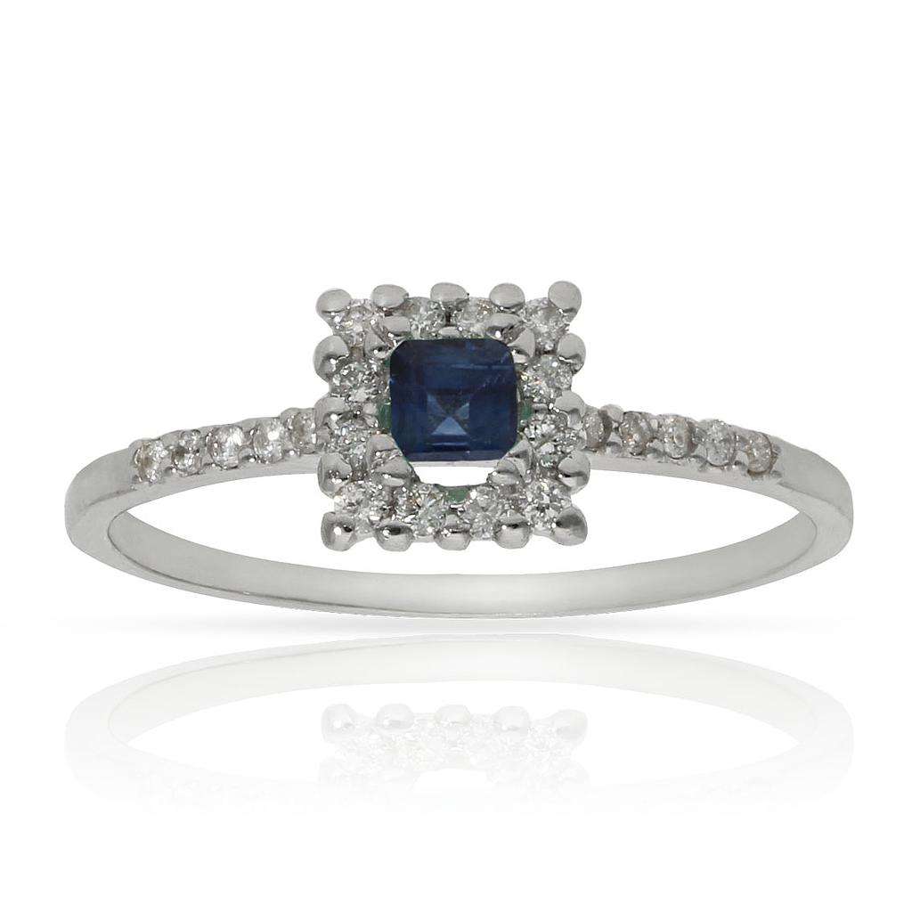 SORTIJA ORO BLANCO 18KL ZAFIRO + DIAMANTES