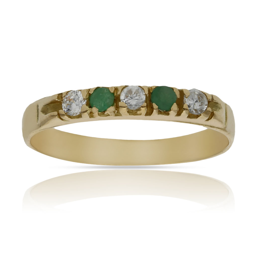 SORTIJA ORO 18KL ESMERALDAS FINAS + CIRCONITAS