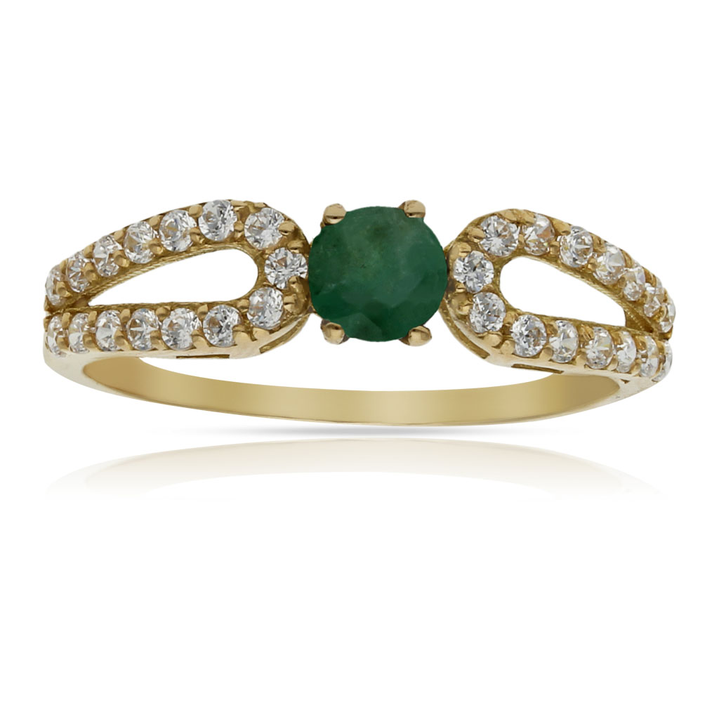 SORTIJA ORO 18KL ESMERALDA FINA + CIRCONITAS