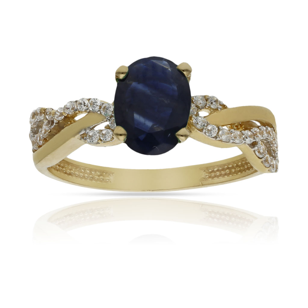 SORTIJA ORO 18KL ZAFIRO FINO CIRCONITAS