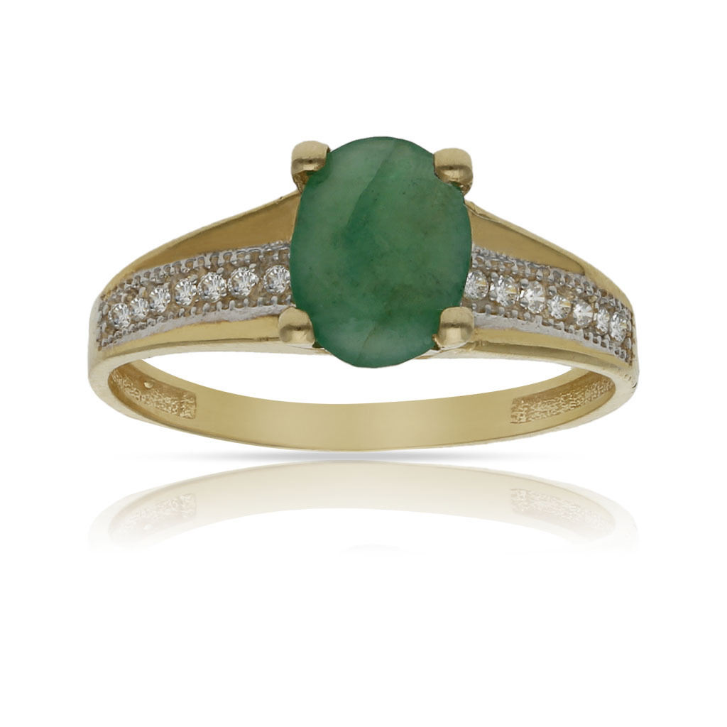 SORTIJA ORO 18KL ESMERALDA FINA + CIRCONITAS