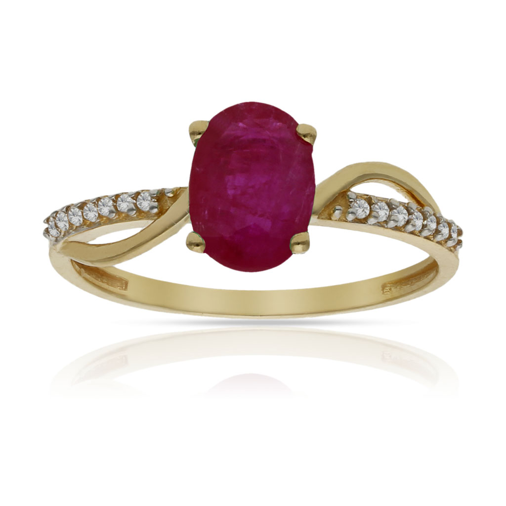 SORTIJA ORO 18KL RUBI FINO + CIRCONITAS