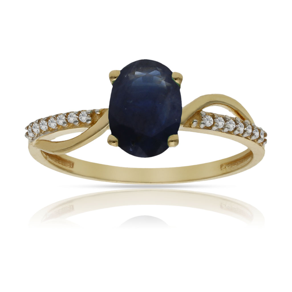 SORTIJA ORO 18KL ZAFIRO FINO + CIRCONITAS