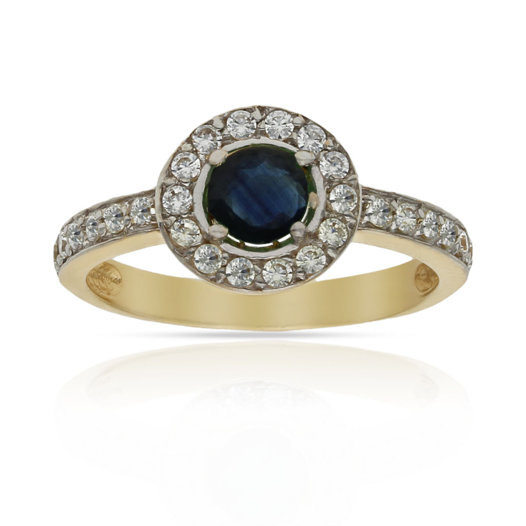 SORTIJA ORO 18KL ZAFIRO FINO + CIRCONITAS