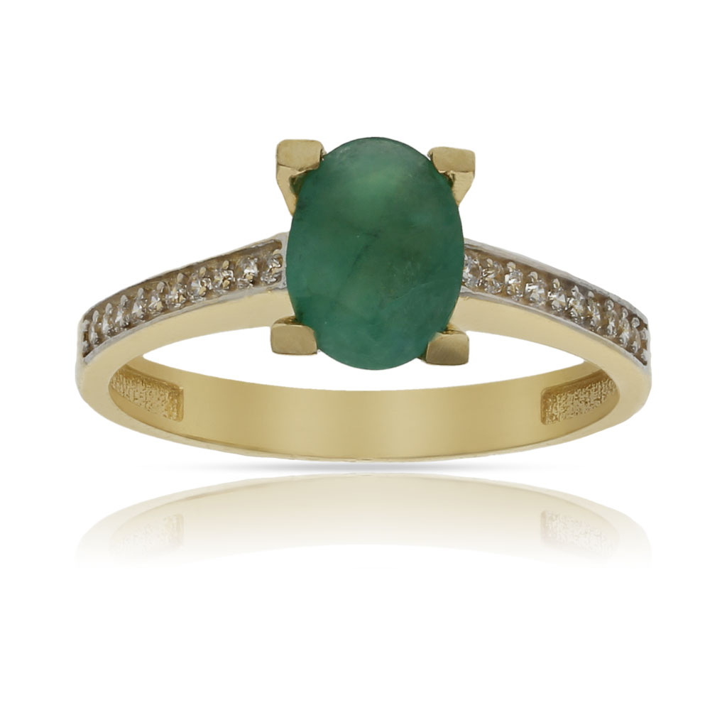 SORTIJA ORO 18KL ESMERALDA FINA + CIRCONITAS