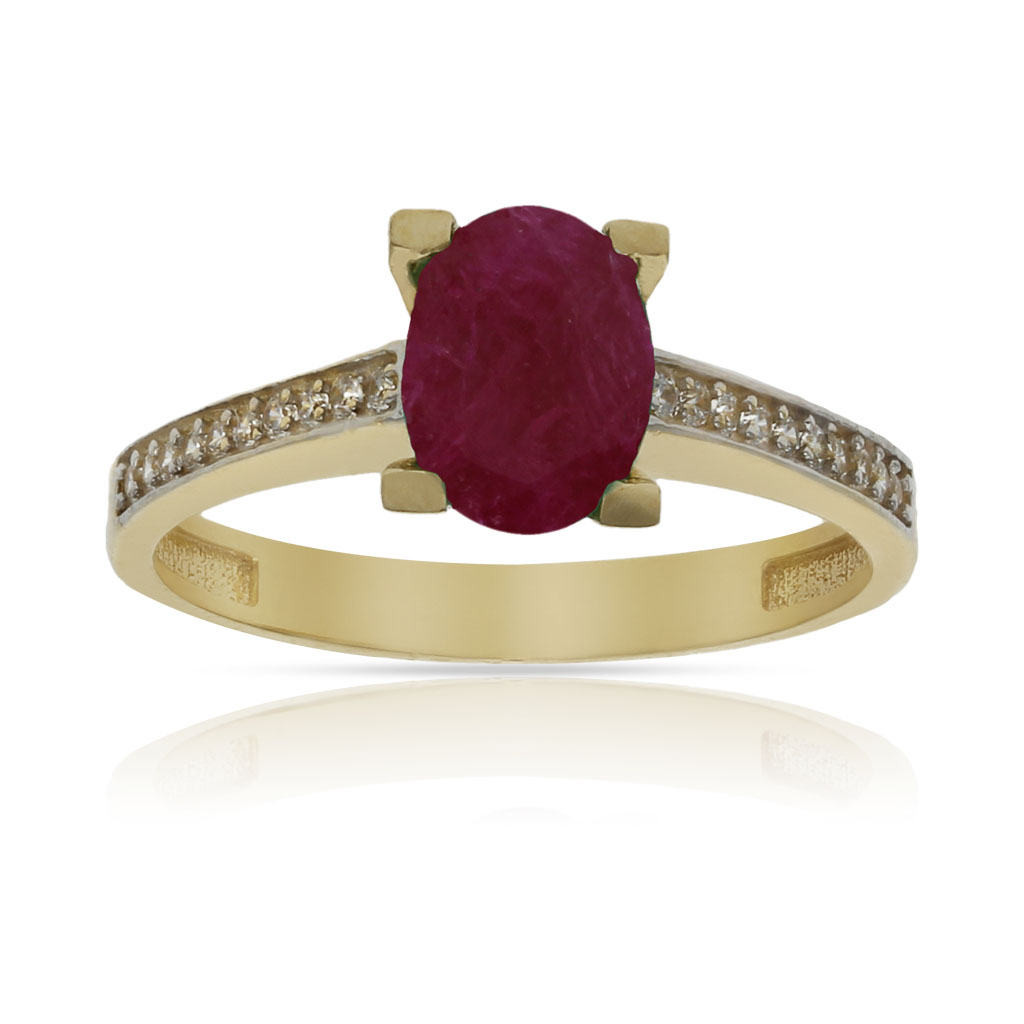 SORTIJA ORO 18KL RUBI FINO + CIRCONITAS