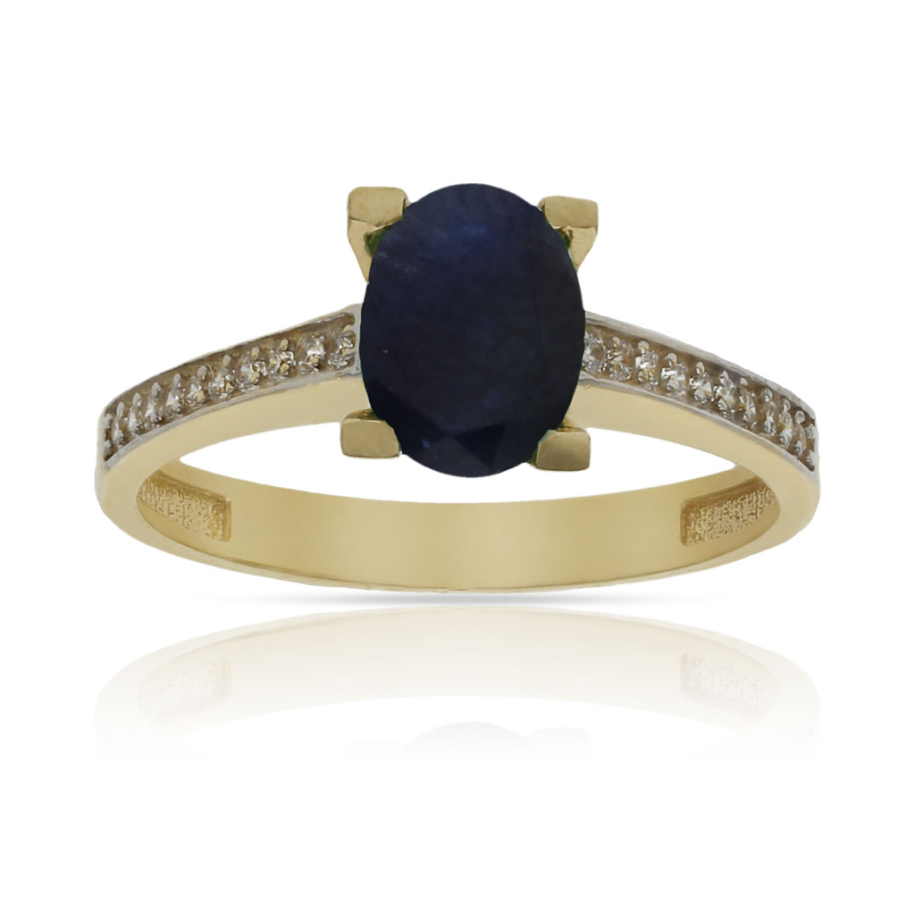 SORTIJA ORO 18KL ZAFIRO FINO + CIRCONITAS