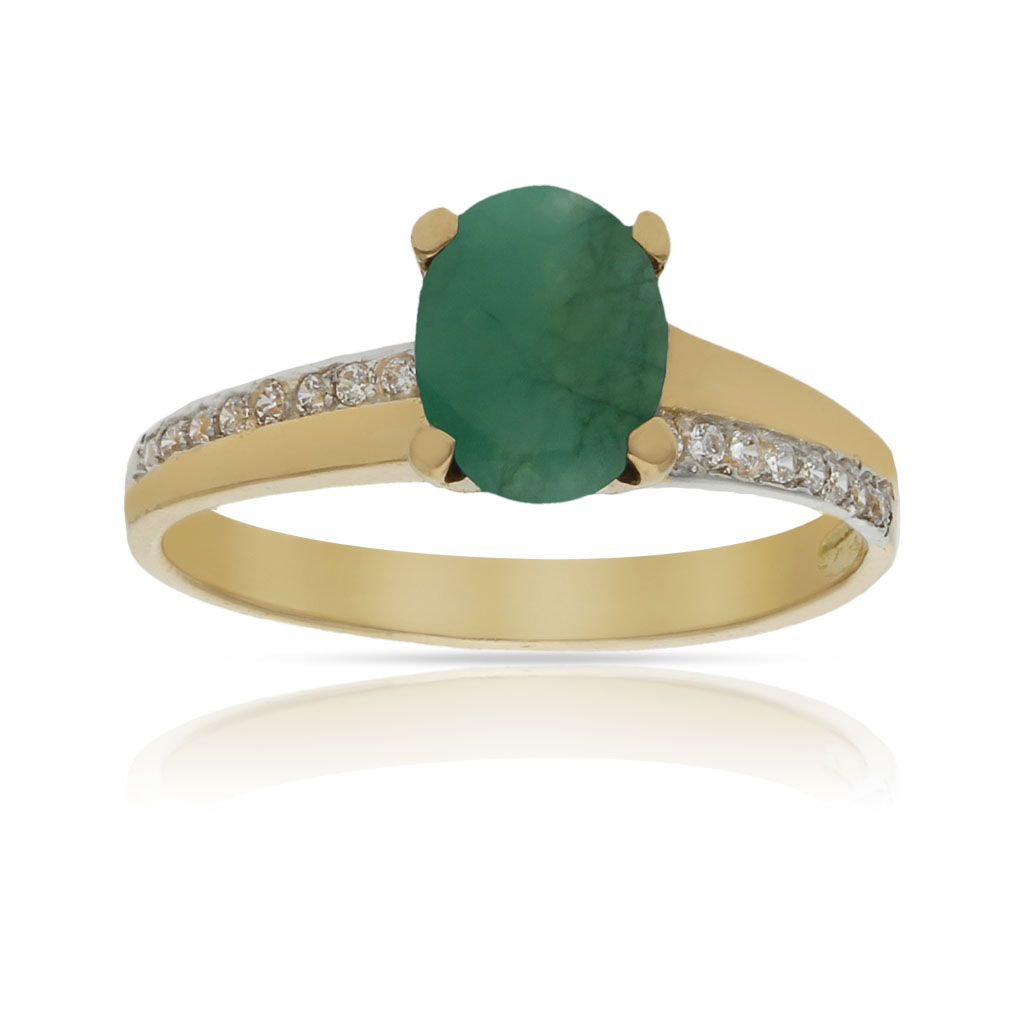 SORTIJA ORO 18KL ESMERALDA FINA + CIRCONITAS