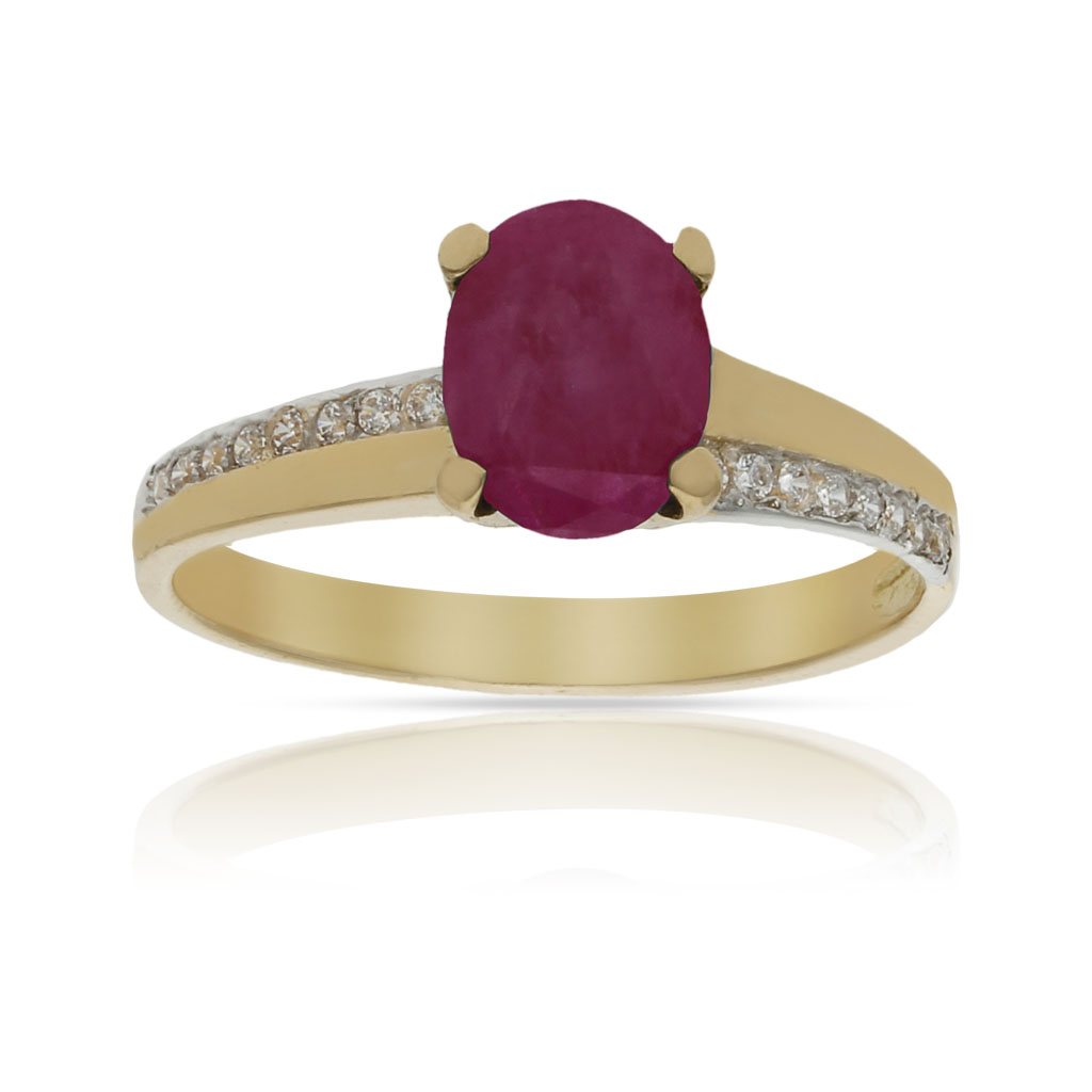 SORTIJA ORO 18KL RUBI FINO + CIRCONITAS