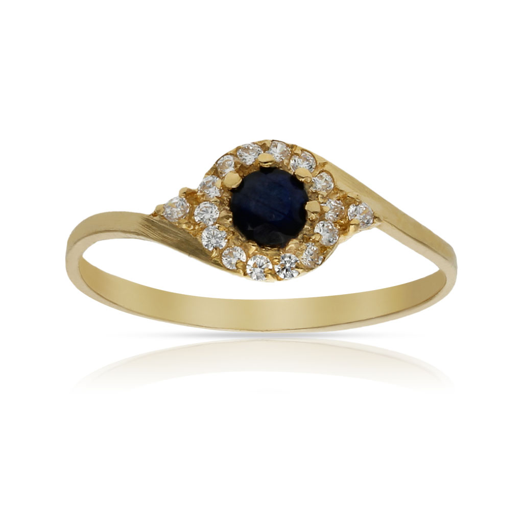 SORTIJA ORO 18KL ZAFIRO FINO + CIRCONITAS