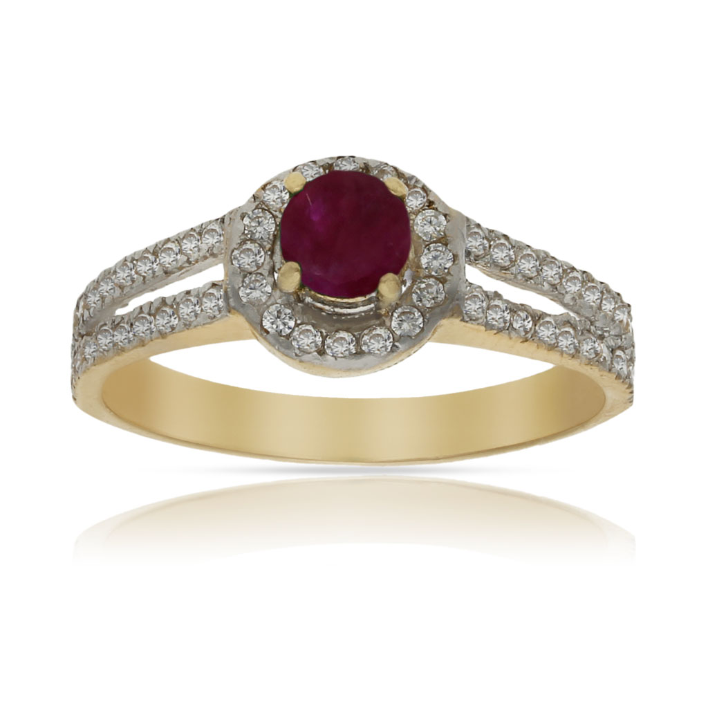 SORTIJA ORO 18KL RUBI FINO + CIRCONITAS