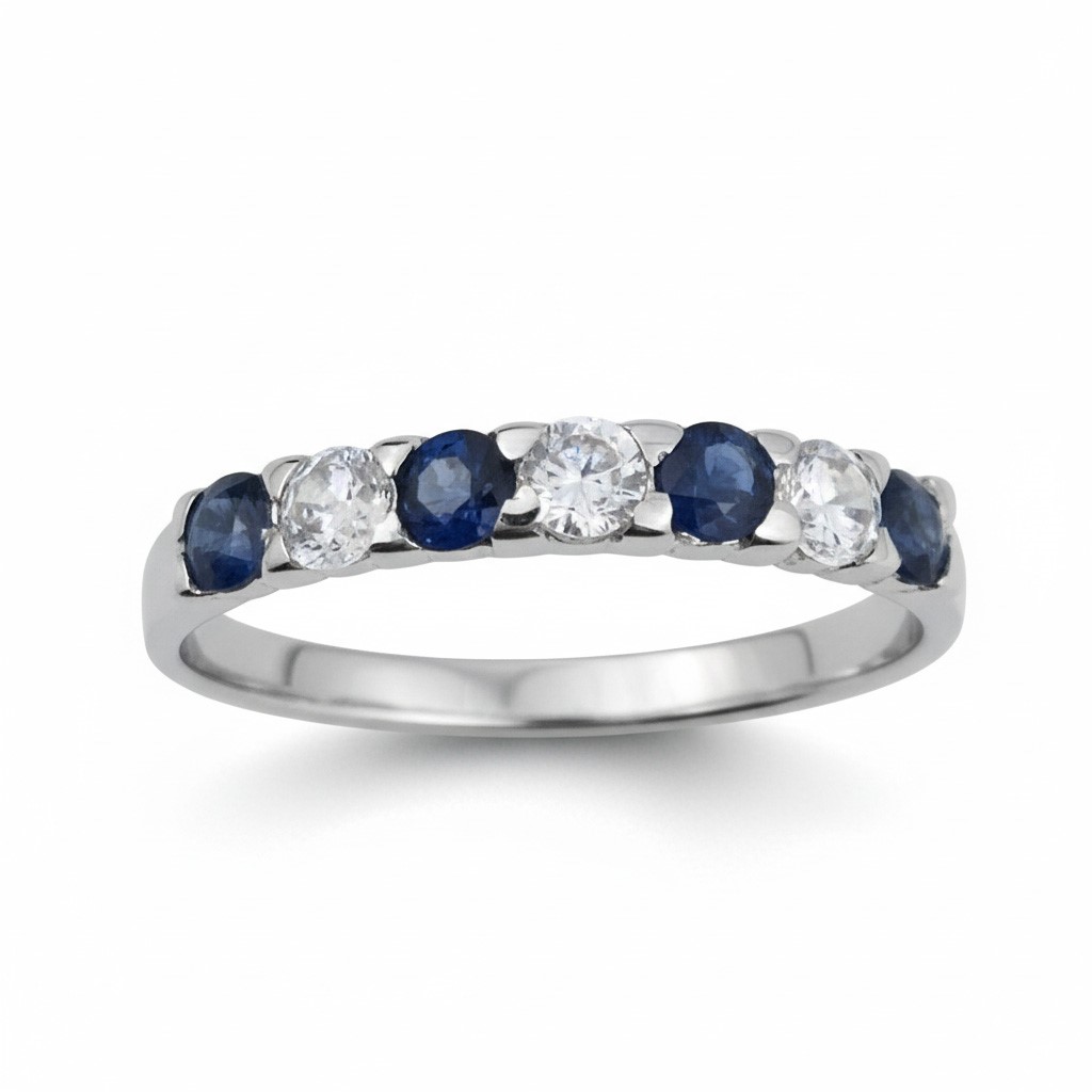 SORTIJA ORO BLANCO 18KL ZAFIRO FINO + CIRCONITAS