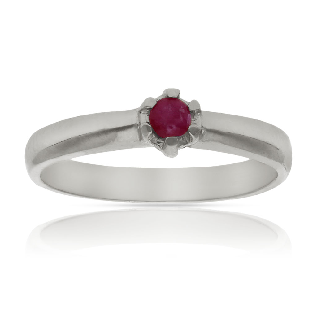SORTIJA ORO BLANCO 18KL RUBI FINO