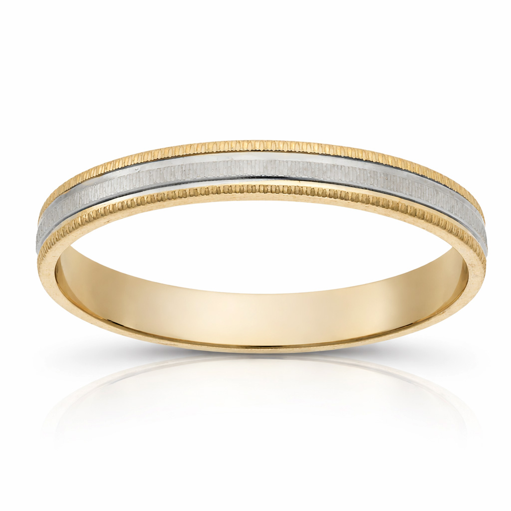 ALIANZA ORO 18KL BICOLOR TALLADA - 3MM