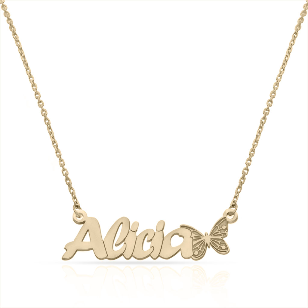 GARGANTILLA ORO 18KL NOMBRE + MARIPOSA