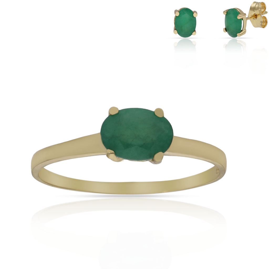 SORTIJA ORO 18KL ESMERALDA FINA - 5x7MM