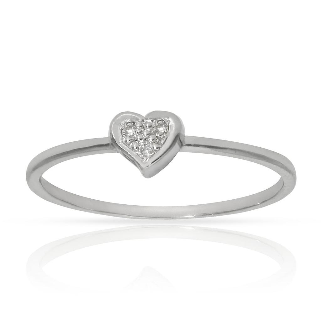 SORTIJA ORO BLANCO 18KL CORAZON DIAMANTES - STOCK