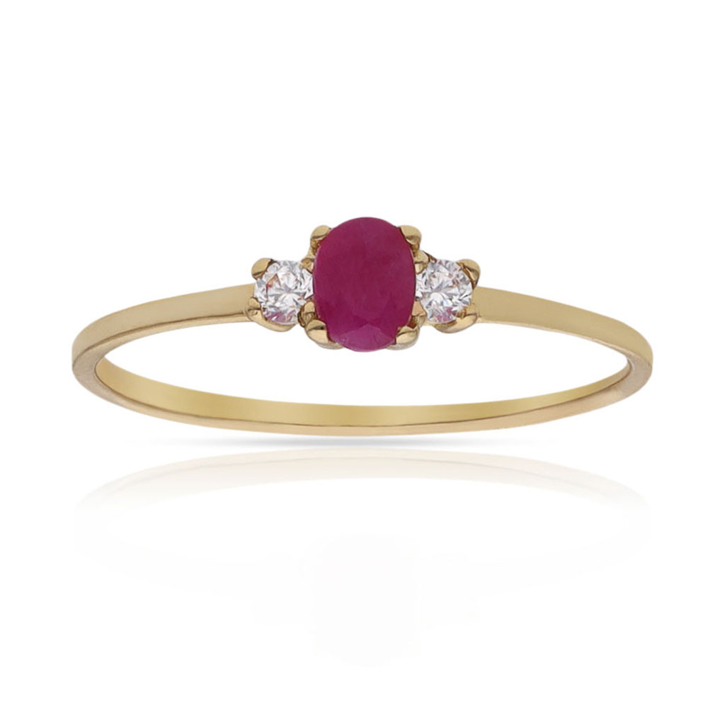 SORTIJA ORO 18KL RUBI FINO + CIRCONITAS