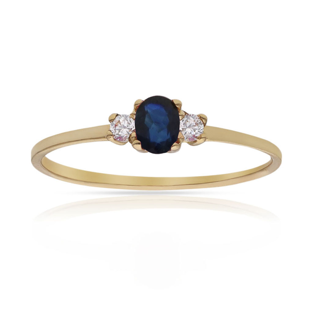 SORTIJA ORO 18KL ZAFIRO FINO + CIRCONITAS
