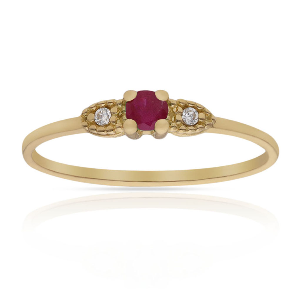 SORTIJA ORO 18KL RUBI FINO + CIRCONITAS