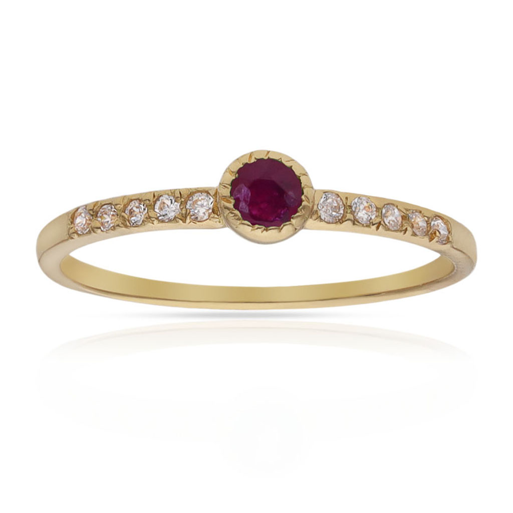 SORTIJA ORO 18KL RUBI FINO + CIRCONITAS