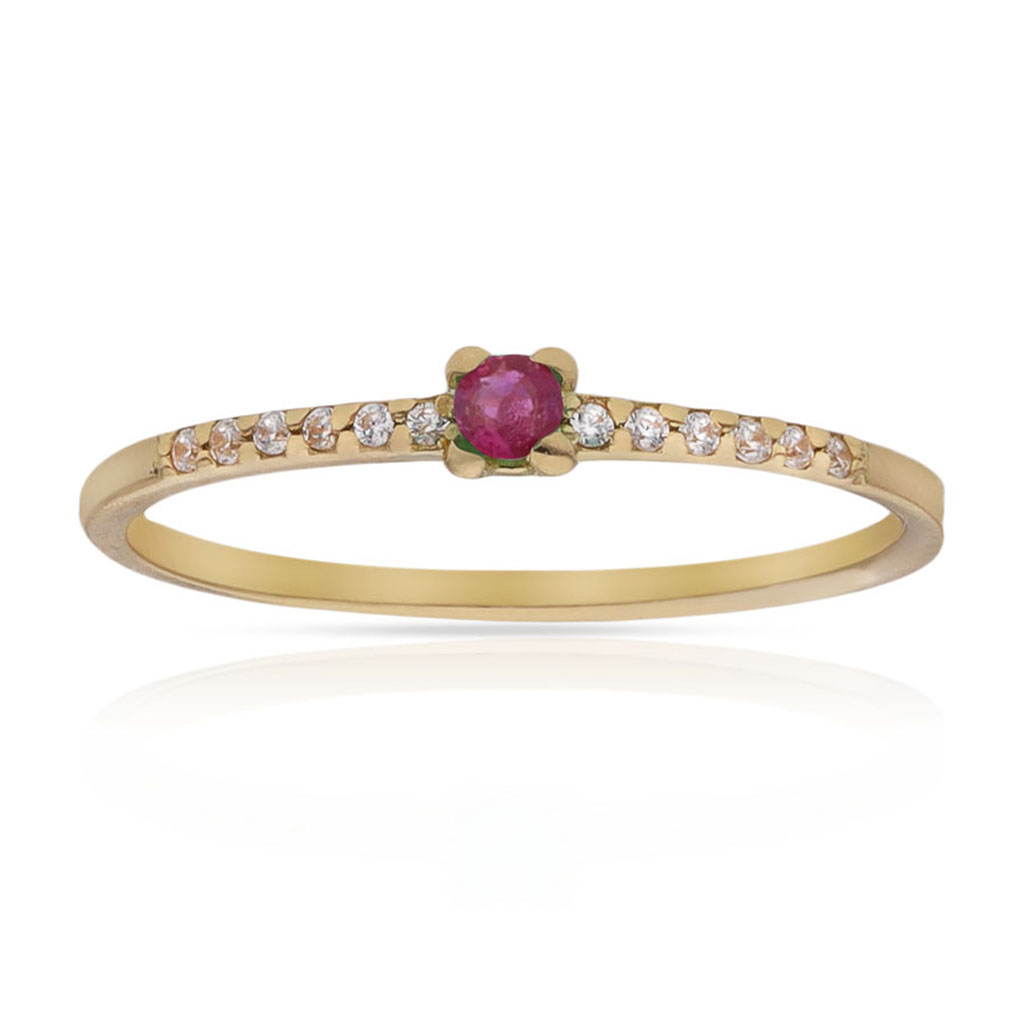 SORTIJA ORO 18KL RUBI FINO + CIRCONITAS