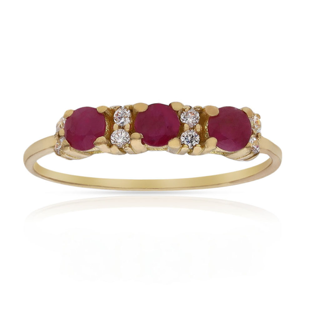 SORTIJA ORO 18KL RUBIES FINOS + CIRCONITAS