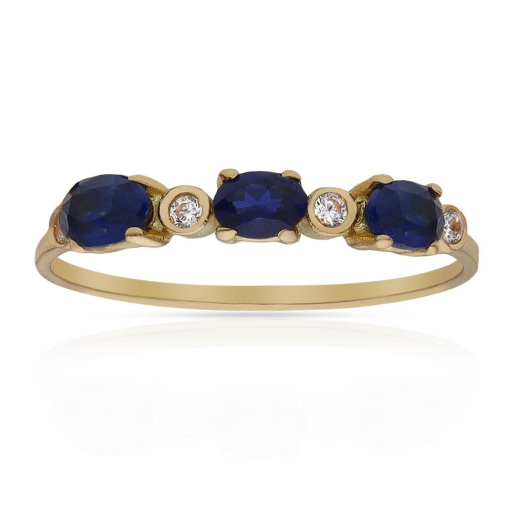 SORTIJA ORO 18KL ZAFIROS FINOS + CIRCONITAS