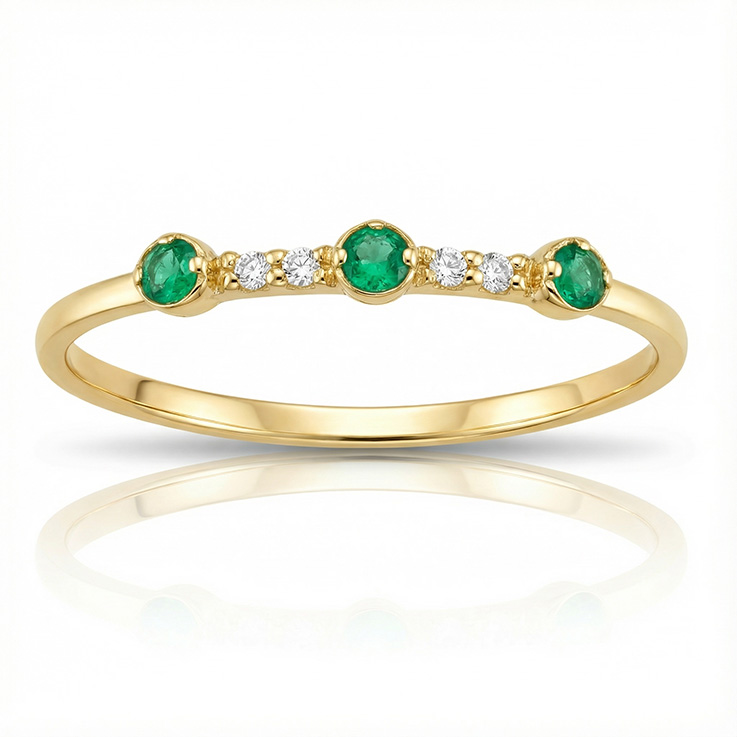 SORTIJA ORO 18KL 3 ESMERALDAS FINAS + CIRCONITAS