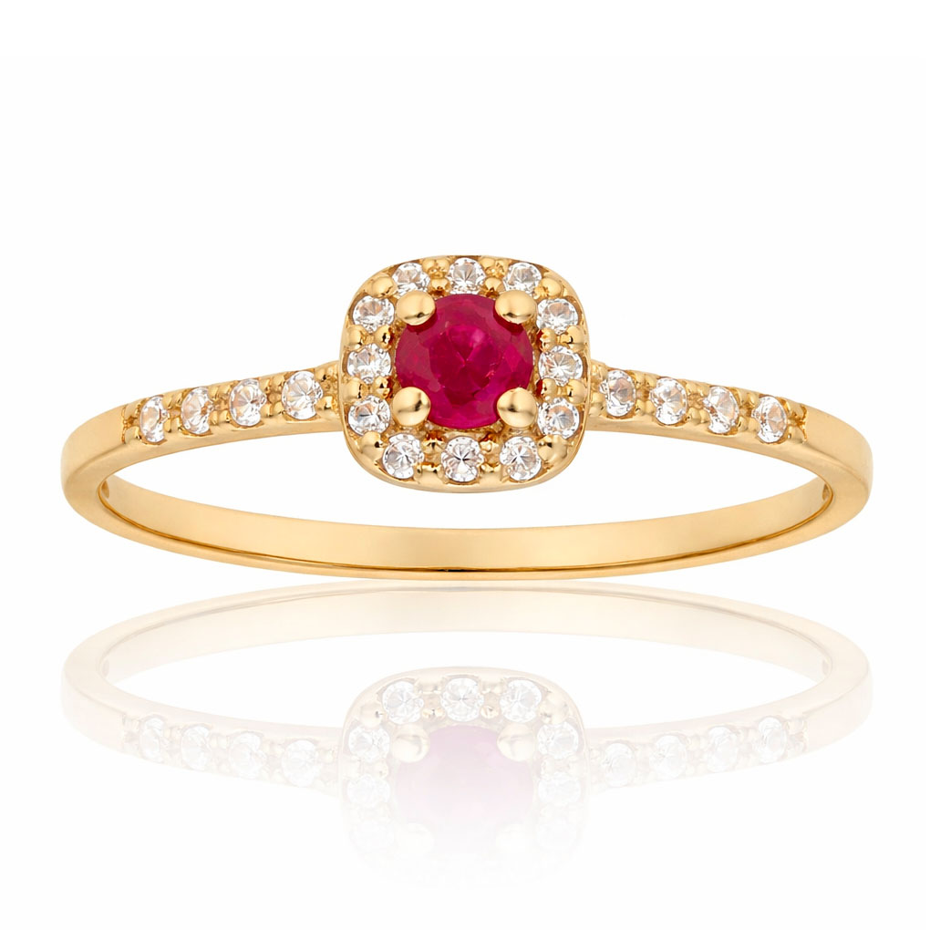 SORTIJA ORO 18KL RUBI FINO + CIRCONITAS