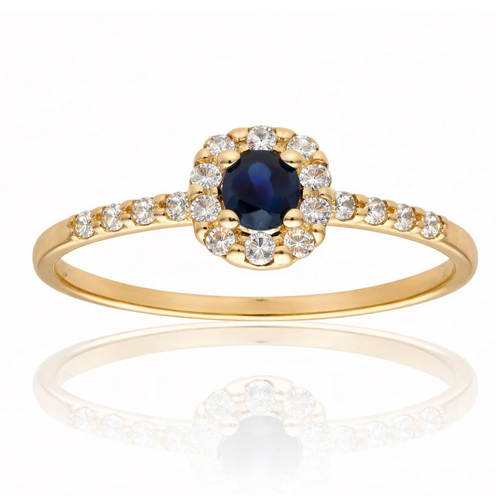 SORTIJA ORO 18KL ZAFIRO FINO + CIRCONITAS